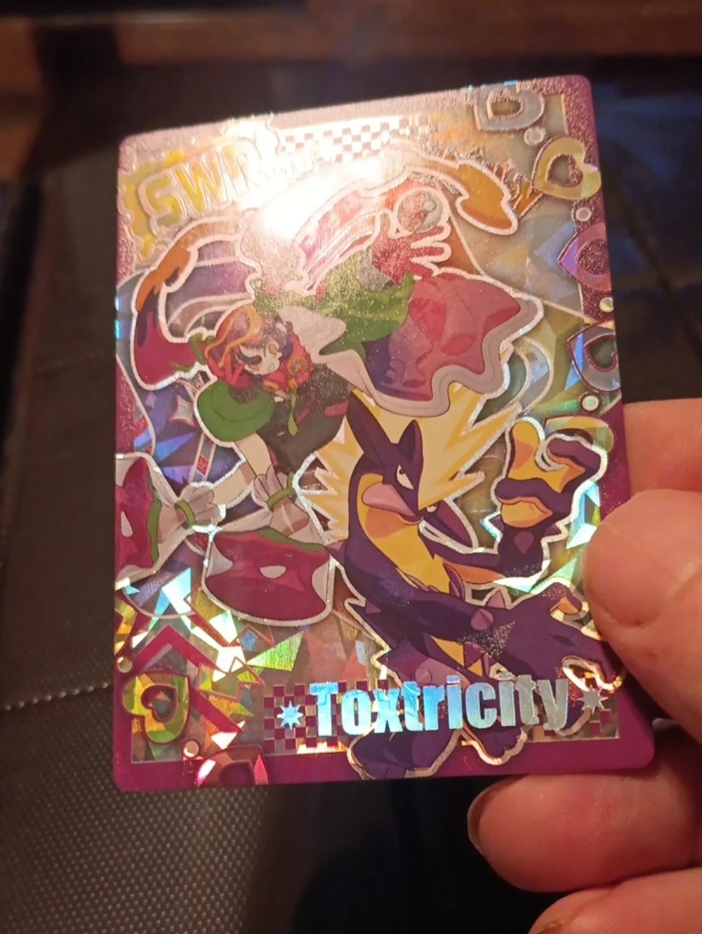 Pokemon Toxtricity Holofoil Trading Card - Purple, Yellow, Pink, Green